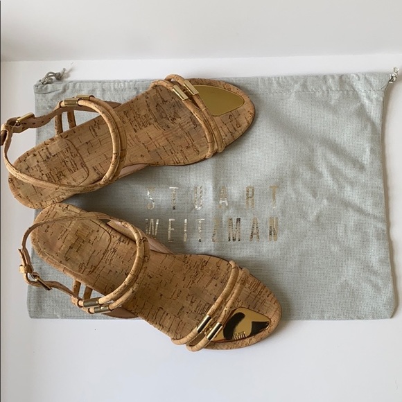 Stuart Weitzman Rolldown Natural Cork Sandals - Picture 7 of 9